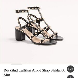Valentino Black Rockstud Calfskin Sandals